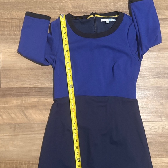 Boden Louise Ponte Long Sleeve MIDI Shift Dress in Blue Color Block Size 6P - Picture 7 of 7